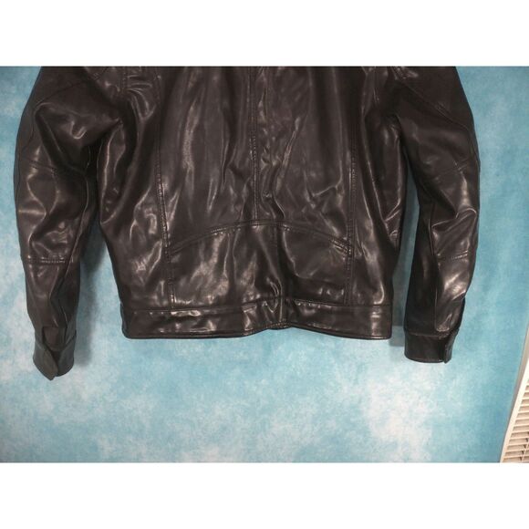 Signature Levi Strauss Faux Leather Heavy Hoodie Jacket, Sherpa Lined, Size L - Picture 6 of 9